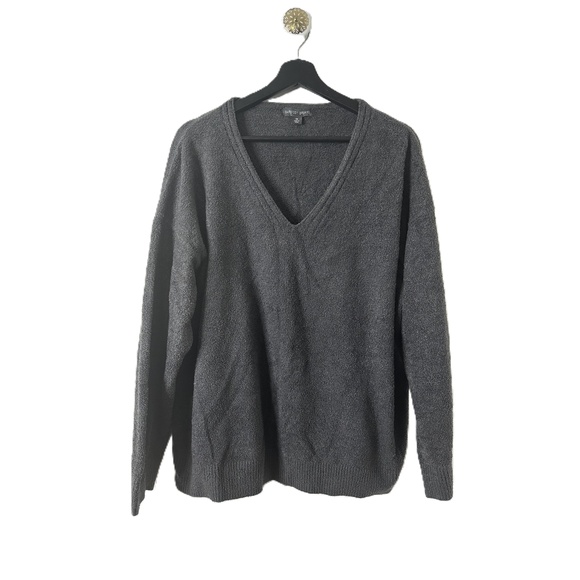 Barefoot Dreams Sweater Womans Plus Size 1X Grey Pullover V-Neck Long Sleeve - Picture 1 of 10